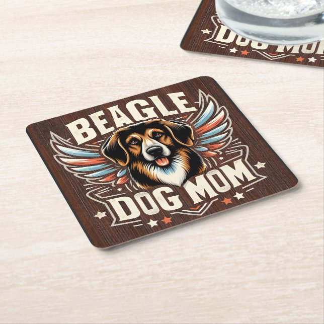 Best Beagle Dog Mum Ever - Beagle Dog Lover Gift Square Paper Coaster (Angled)