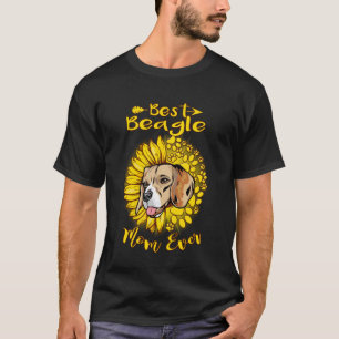 Best Beagle Dog Mum Ever Sunflower Funny Paw Dog L T-Shirt