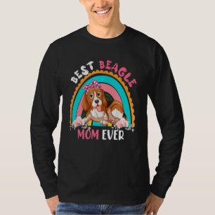 Best Beagle Mum Ever Cute Rainbow Flowers Dog T-Shirt