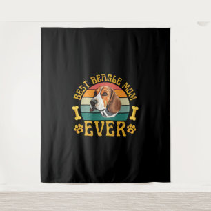 Best Beagle Mum Ever, Funny Beagle Dog Canine Tapestry