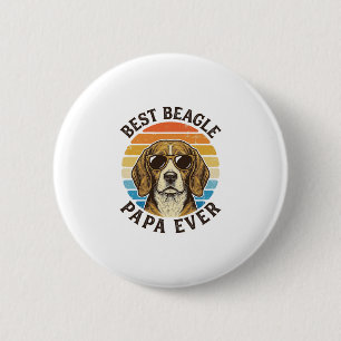 Best Beagle Papa Ever Vintage Dog Dad Shirt Design 6 Cm Round Badge
