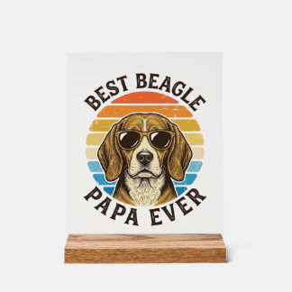 Best Beagle Papa Ever Vintage Dog Dad Shirt Design Acrylic Sign