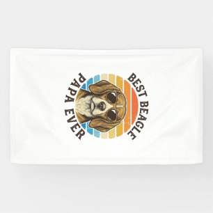 Best Beagle Papa Ever Vintage Dog Dad Shirt Design Banner