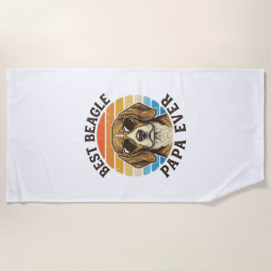 Best Beagle Papa Ever Vintage Dog Dad Shirt Design Beach Towel