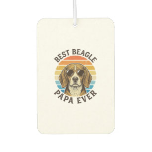 Best Beagle Papa Ever Vintage Dog Dad Shirt Design Car Air Freshener