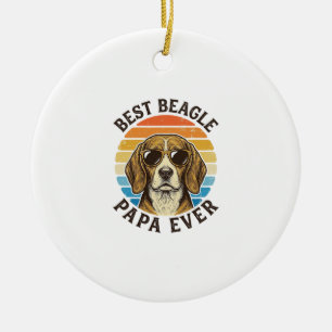 Best Beagle Papa Ever Vintage Dog Dad Shirt Design Ceramic Tree Decoration