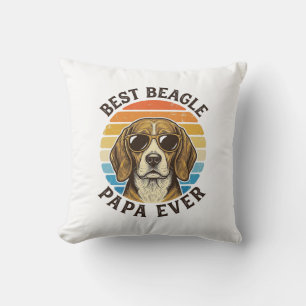 Best Beagle Papa Ever Vintage Dog Dad Shirt Design Cushion