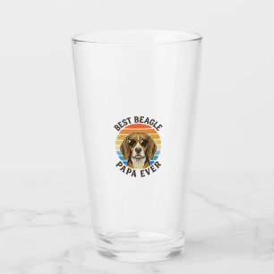 Best Beagle Papa Ever Vintage Dog Dad Shirt Design Glass