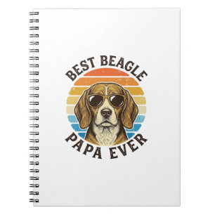 Best Beagle Papa Ever Vintage Dog Dad Shirt Design Notebook