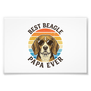 Best Beagle Papa Ever Vintage Dog Dad Shirt Design Photo Print