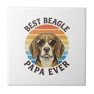 Best Beagle Papa Ever Vintage Dog Dad Shirt Design Tile