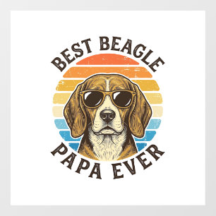 Best Beagle Papa Ever Vintage Dog Dad Shirt Design Window Cling