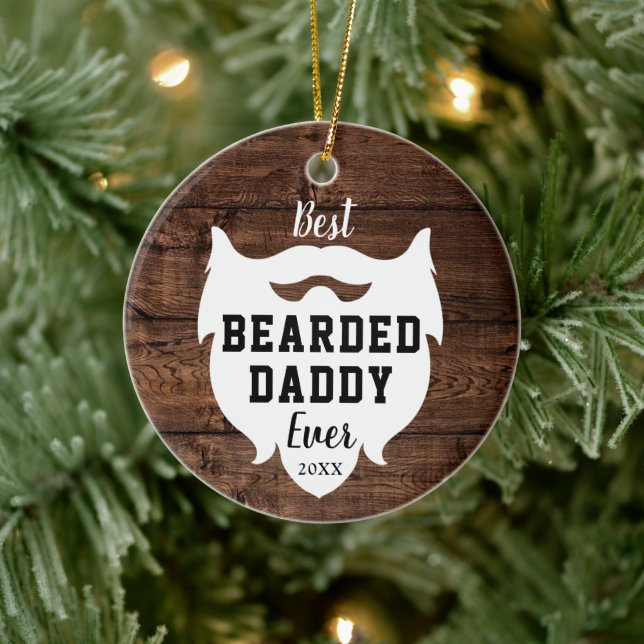 Best Bearded Daddy Ever Personalised Farmhouse Ceramic Tree Decoration (Tree)