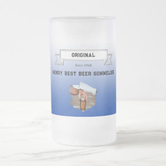 Best Beer Sommelier Dark Blue White Gradient Photo Frosted Glass Beer Mug