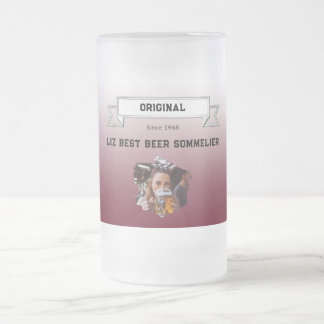 Best Beer Sommelier Dark Red White Gradient Photo Frosted Glass Beer Mug