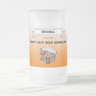 Best Beer Sommelier Orange White Gradient Photo Frosted Glass Beer Mug