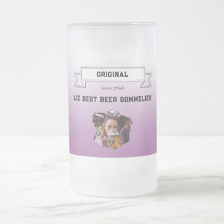 Best Beer Sommelier Violet White Gradient & Photo Frosted Glass Beer Mug