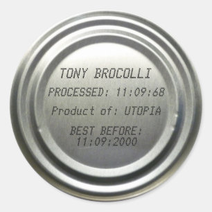 'Best Before' Can Lid- Custom Classic Round Sticker