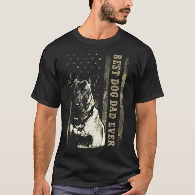 Best Belgian Malinois Dad Ever Shirt, Camo USA Fla T-Shirt (Front)