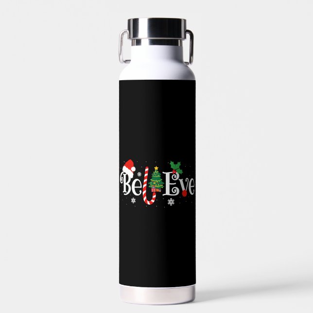 BEST BELIEVE CHRISTMAS PAJAMA SHIRT EVER Xmas Water Bottle (Front)