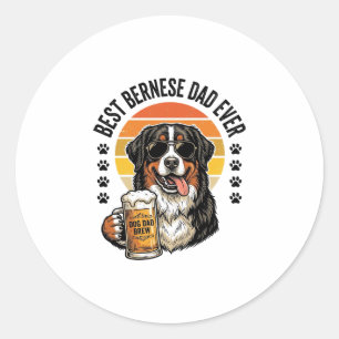 Best Bernese Dad Ever Vintage Dog Beer Shirt Desig Classic Round Sticker