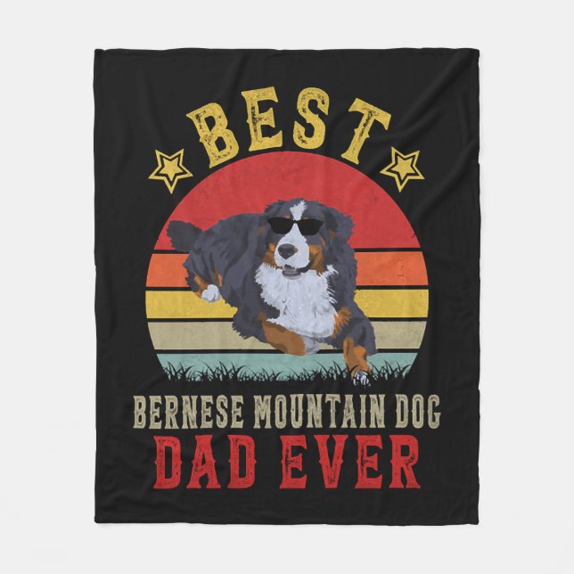 Best Bernese Mountain Dog Dad Fleece Blanket (Front)