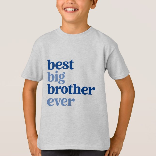 Best Big Brother Ever Grey with Blue Text Boys T-Shirt (Front)
