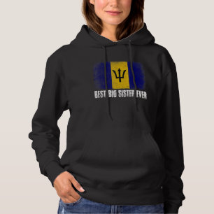 Best Big Sister Ever Retro Barbados Flag Graphic M Hoodie
