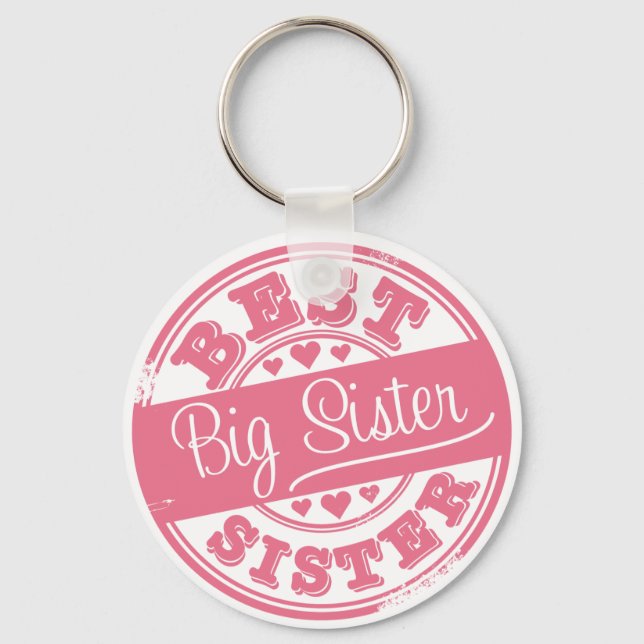 Best Big Sister -rubber stamp effect- Key Ring (Front)