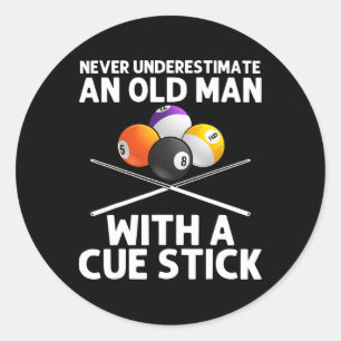 Best Billiard Art For Grandpa Men Billiard Lover P Classic Round Sticker