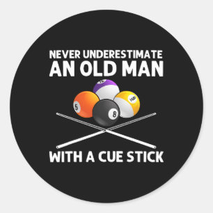 Best Billiard Art For Grandpa Men Billiard Lover P Classic Round Sticker