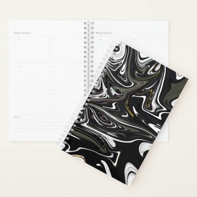 Best black and white abstract art, abstract paint planner (Display)