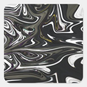 Best black and white abstract art, abstract paint square sticker