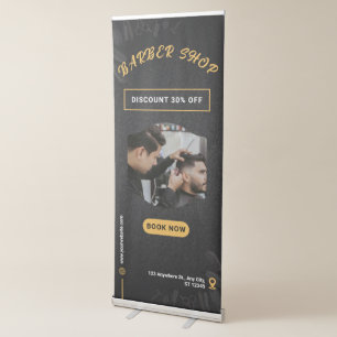 Best Black Modern Barbershop Vertical Retractable Banner