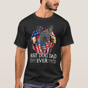 Best Blue Frenchie Dad Ever American Flag For Men T-Shirt