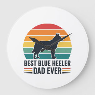 Best Blue Heeler Dad Ever Vintage Dog Dad Design_1 Large Clock