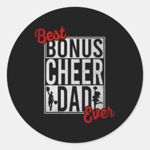 Best Bonus Cheer Dad Ever Cheerleading Classic Round Sticker