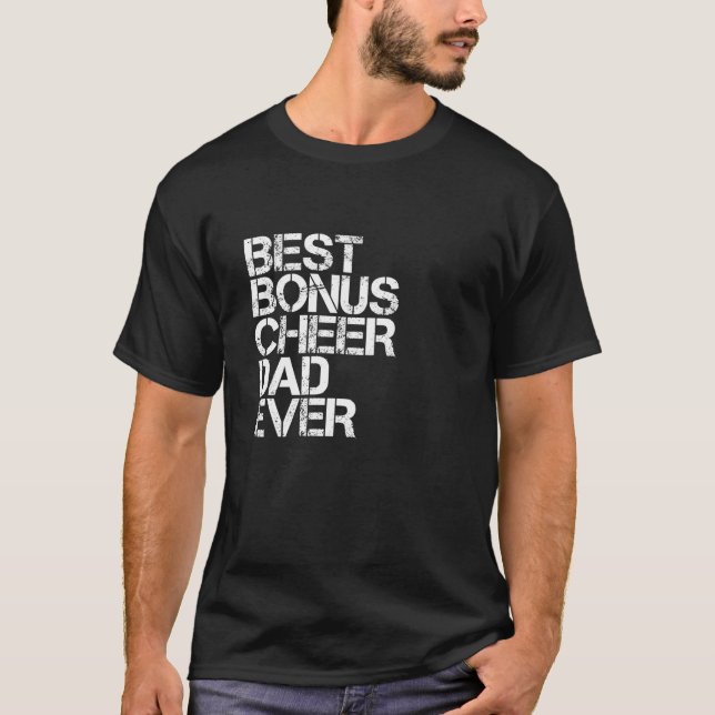 Best Bonus Cheer Dad Ever Cheerleading Stepdad Vin T-Shirt (Front)