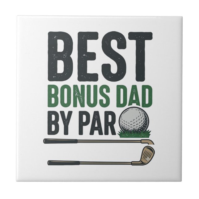 Best Bonus Dad by Par Golf Shirt Design_1 Tile (Front)