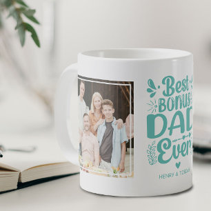 Best Bonus Dad Ever 2 Photo Keepsake Coffee Mug
