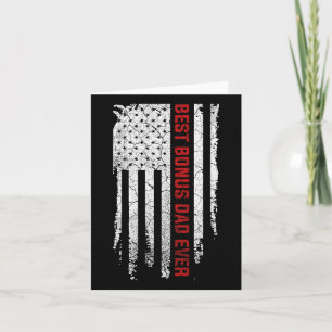 Best Bonus Dad Ever American Usa Flag Fathers Day  Card