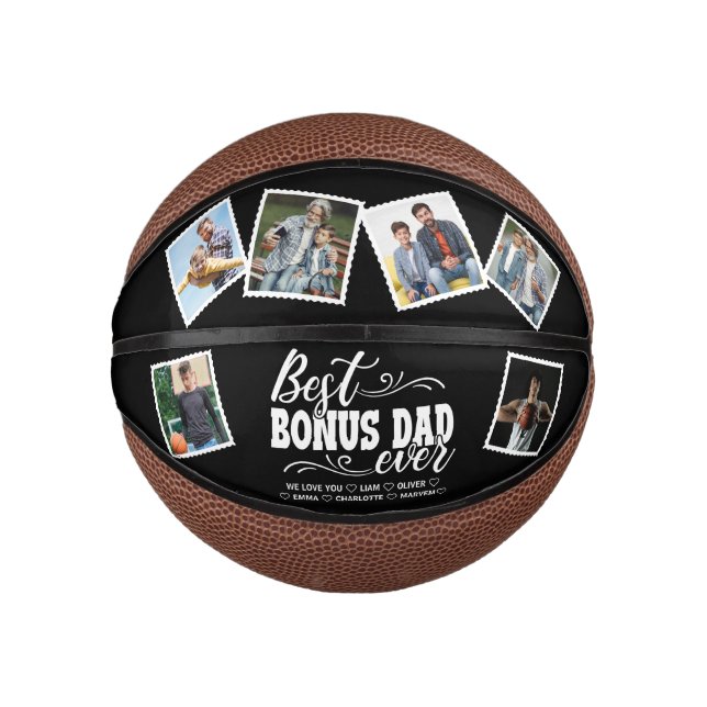 Best Bonus Dad Ever Family Photos Father's Day Mini Basketball (Front)