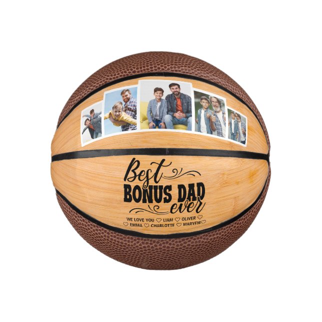 Best Bonus Dad Ever Family Photos Father's Day Mini Basketball (Front)