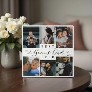 Best Bonus Dad Ever Father's Day 6 Photo Collage Plaque