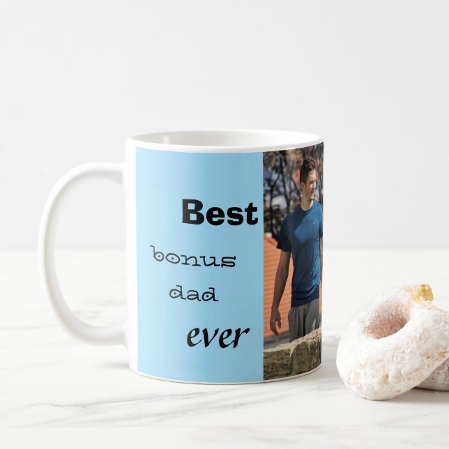 Best bonus dad ever, father's day photo coffee mug (With Donut)