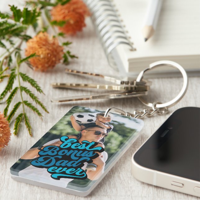 Best Bonus Dad Ever | Fathers Day Photo Key Ring (Front Right)