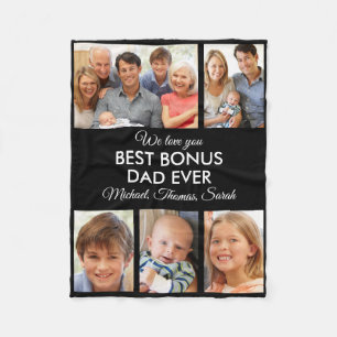 Best Bonus Dad Ever Photo Collage Fathers Day Fleece Blanket