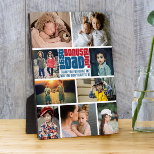 Best Bonus Dad Ever Photo Collage Father's Day Plaque