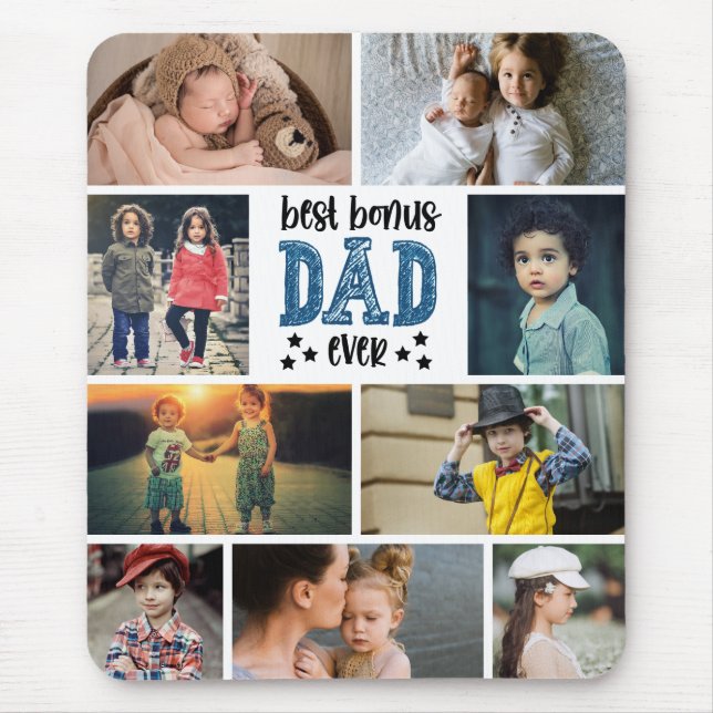 Best Bonus Dad Ever Photo Collage  Mouse Mat (Front)