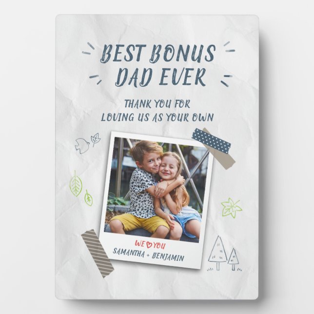 Best Bonus Dad Ever Photo Fathers Day Keepsake Plaque (Front)
